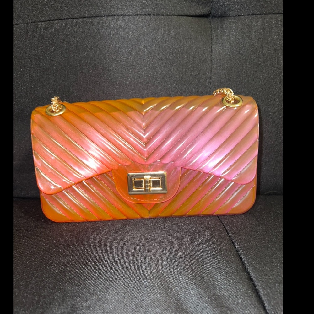 Elegant Pink and Orange Crossbody Bag
